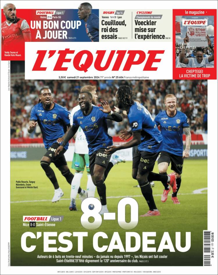 Portada de L'Equipe (Francia)