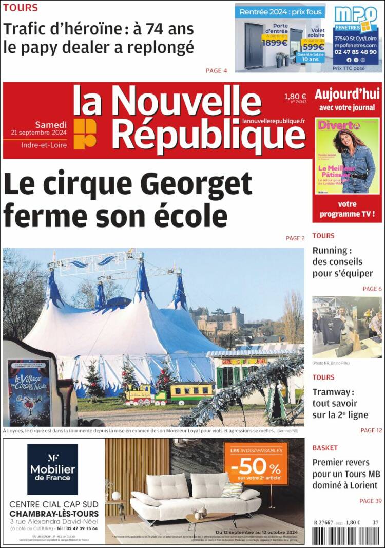 Portada de La Nouvelle Republique (Francia)
