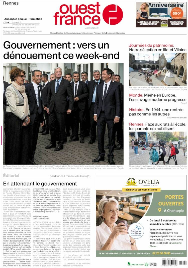 Portada de Ouest France (Francia)