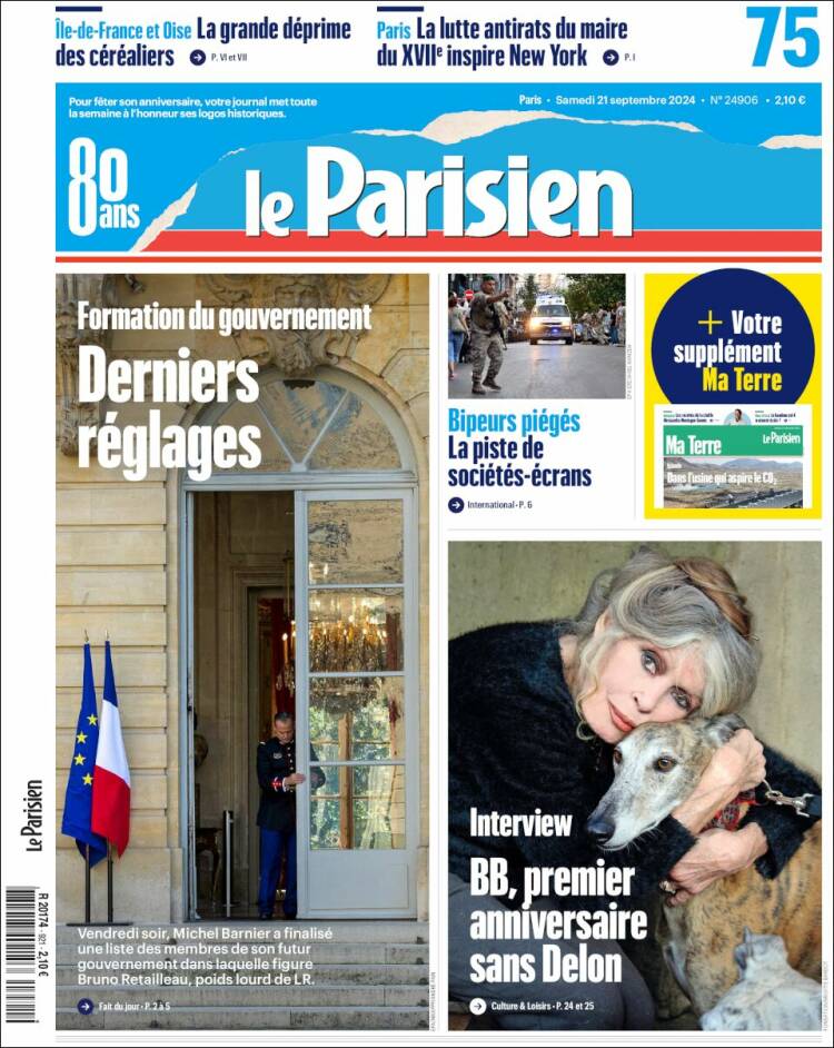 Portada de Le Parisien (Francia)