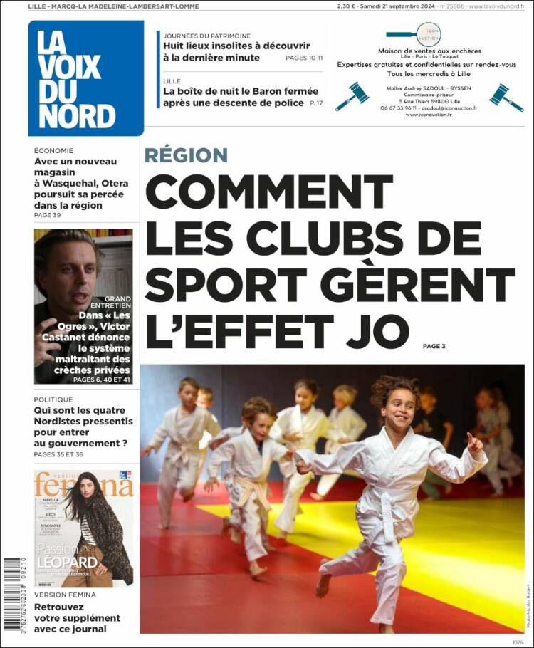 Portada de La Voix du Nord (Francia)