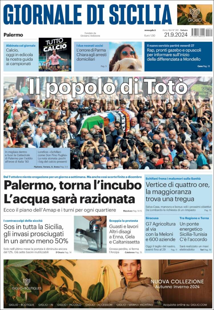 Portada de Giornale di Sicilia (Italia)