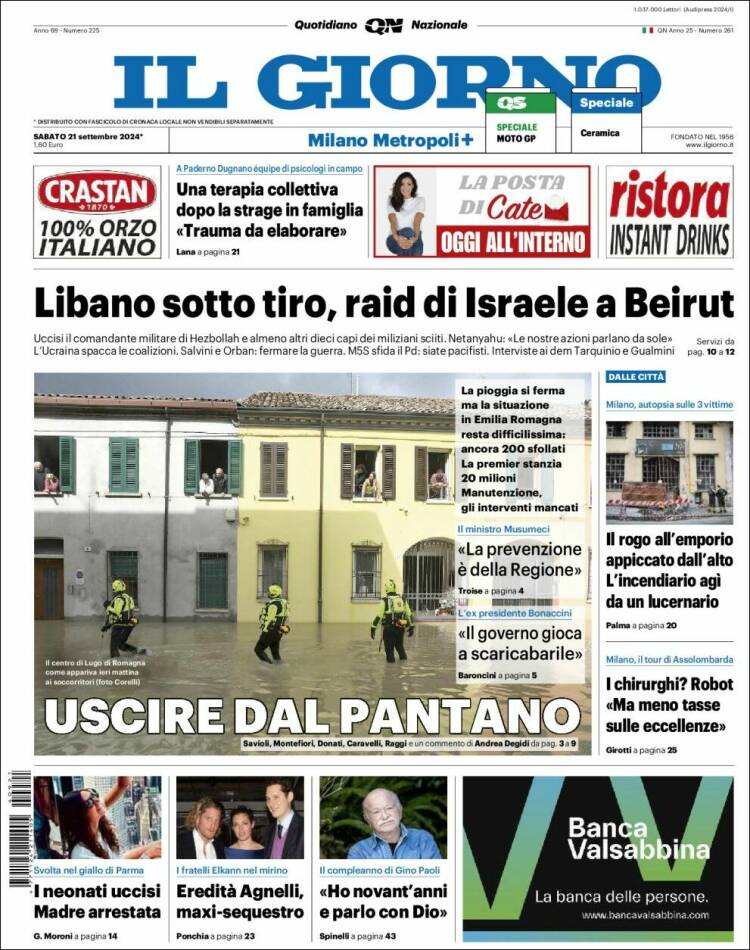 Portada de Il Giorno (Italia)