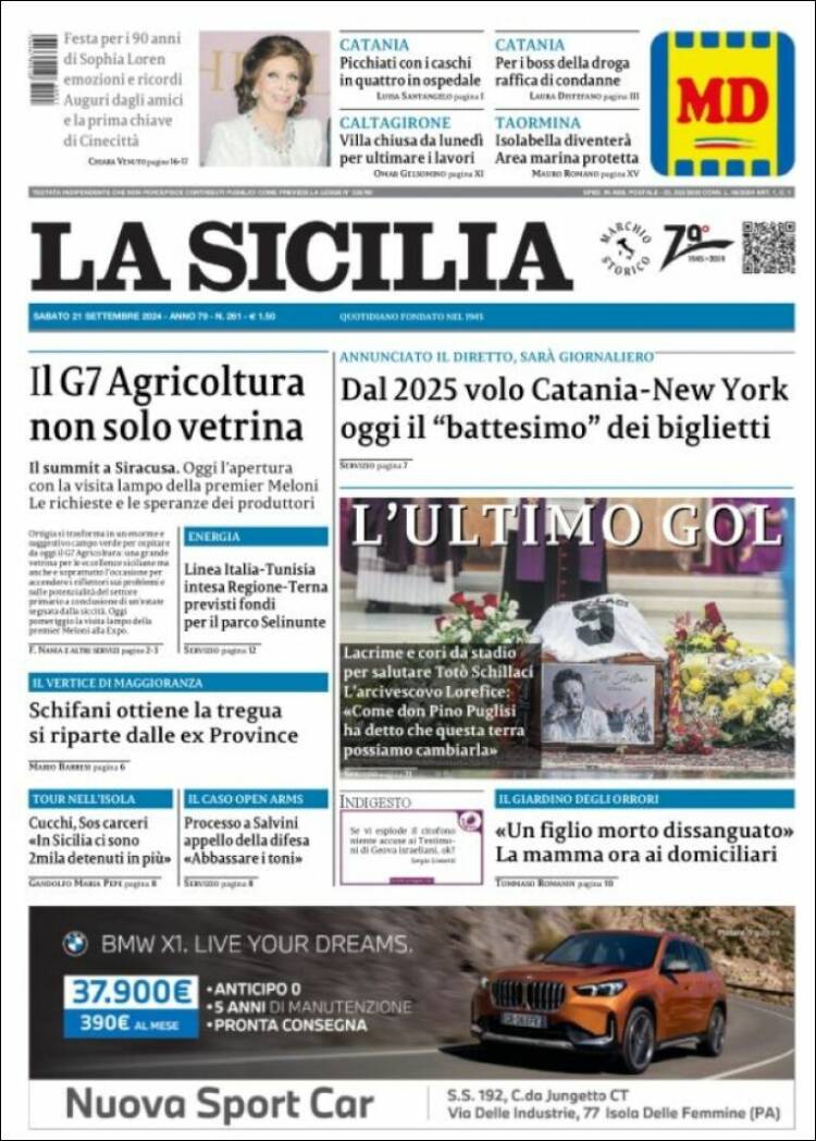 Portada de La Sicilia (Italia)