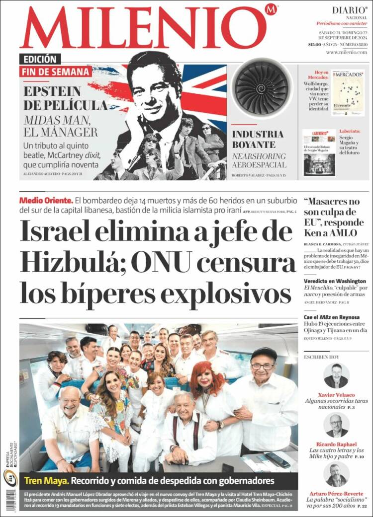 Portada de Milenio (M&eacute;xico)