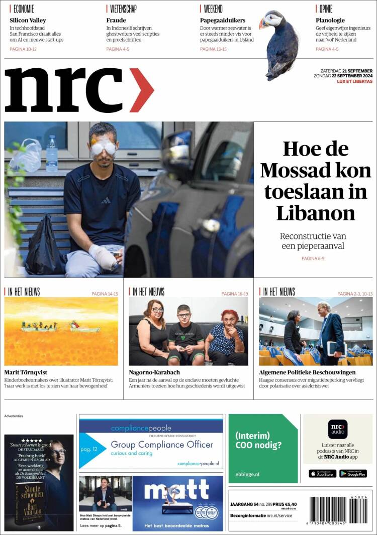 Portada de NRC Handelsblad (Pa&iacute;ses Bajos)