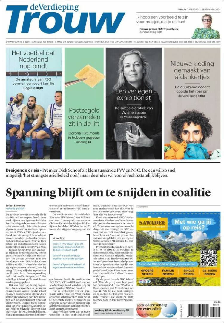 Portada de Trouw (Pa&iacute;ses Bajos)