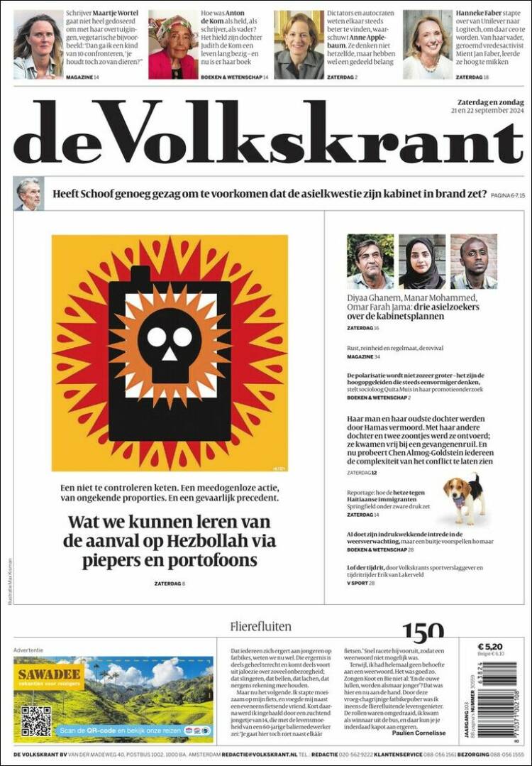 Portada de De Volkskrant (Pa&iacute;ses Bajos)