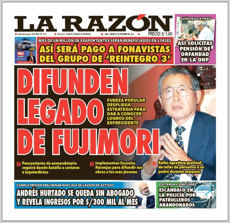 Portada de La Razón (Per&uacute;)
