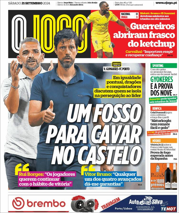 Portada de O Jogo (Portugal)