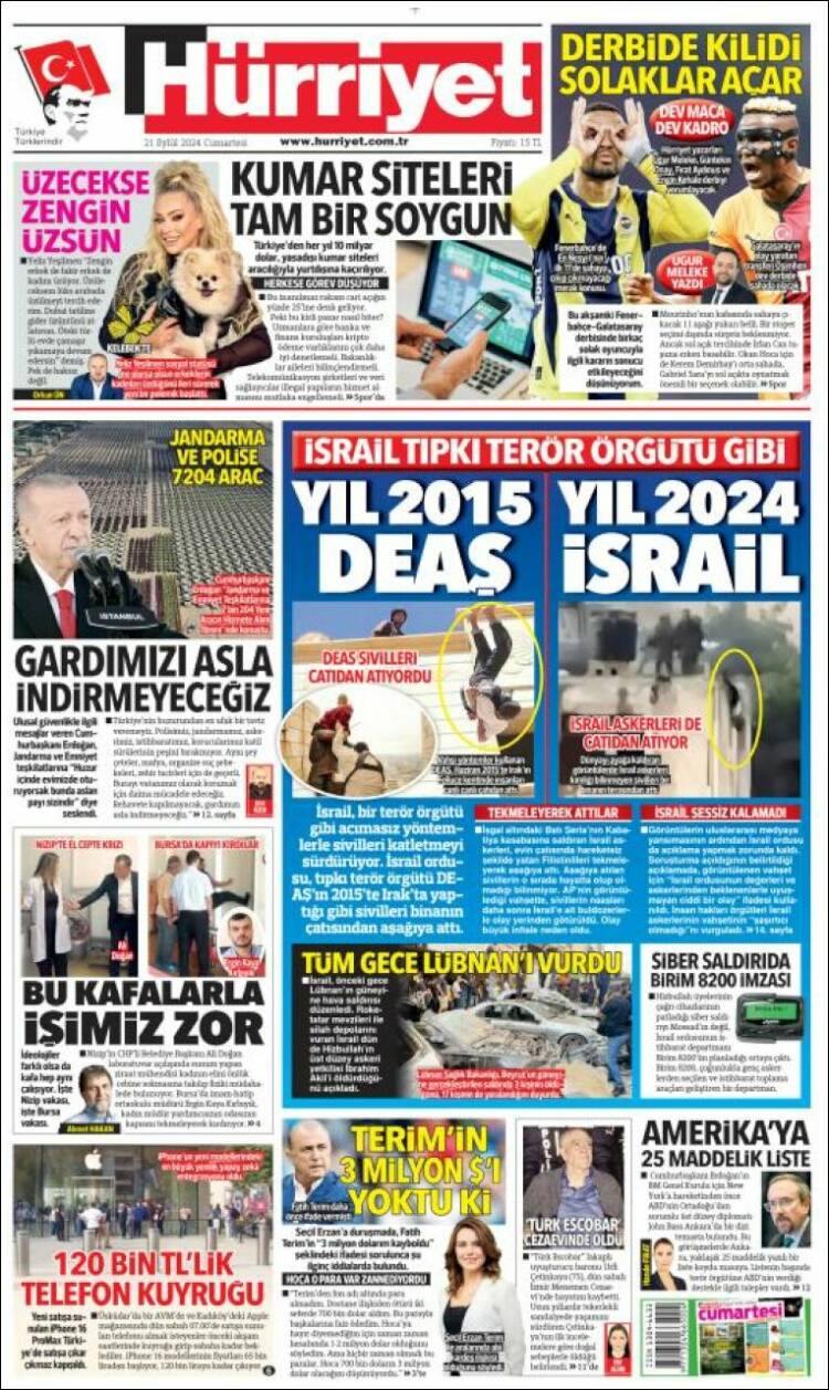 Portada de Hürriyet (Turqu&iacute;a)