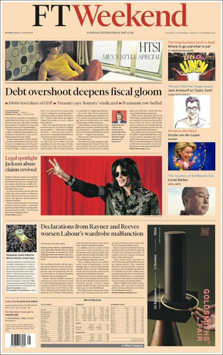 Portada de Financial Times (Reino Unido)