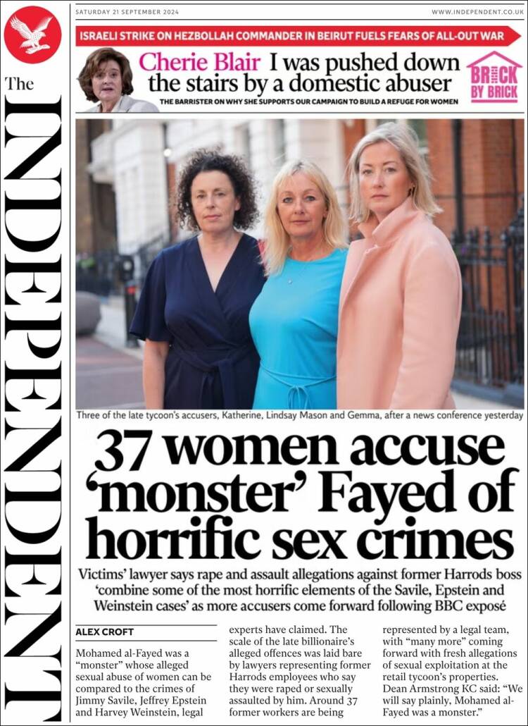 Portada de The Independent (Reino Unido)