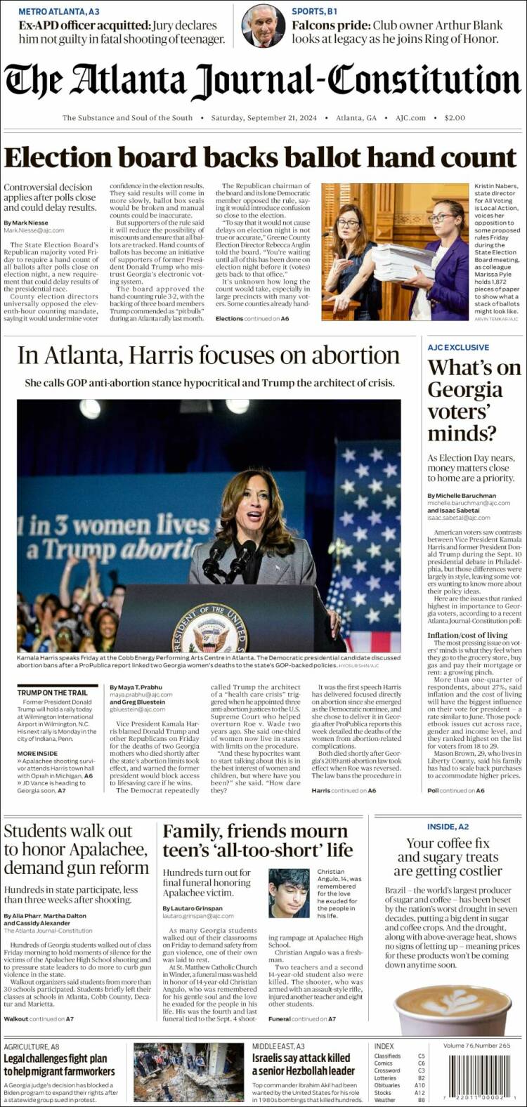 Portada de The Atlanta Journal-Constitution (USA)