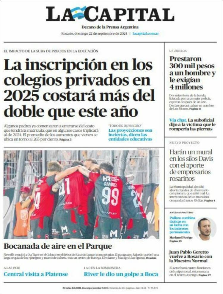 Portada de La Capital - Rosario (Argentina)