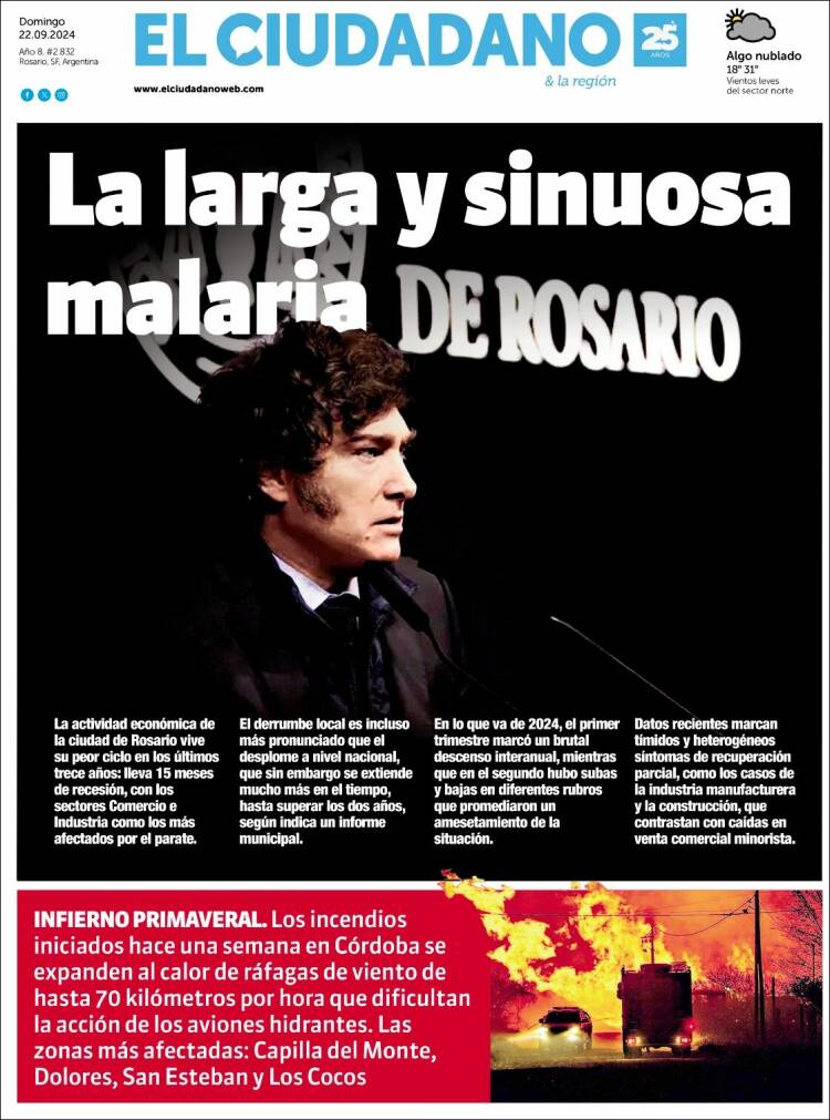 Portada de Diario El Ciudadano (Argentina)