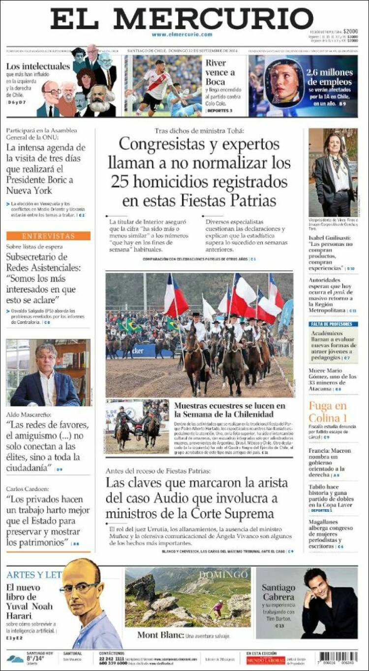 Portada de El Mercurio (Chile)