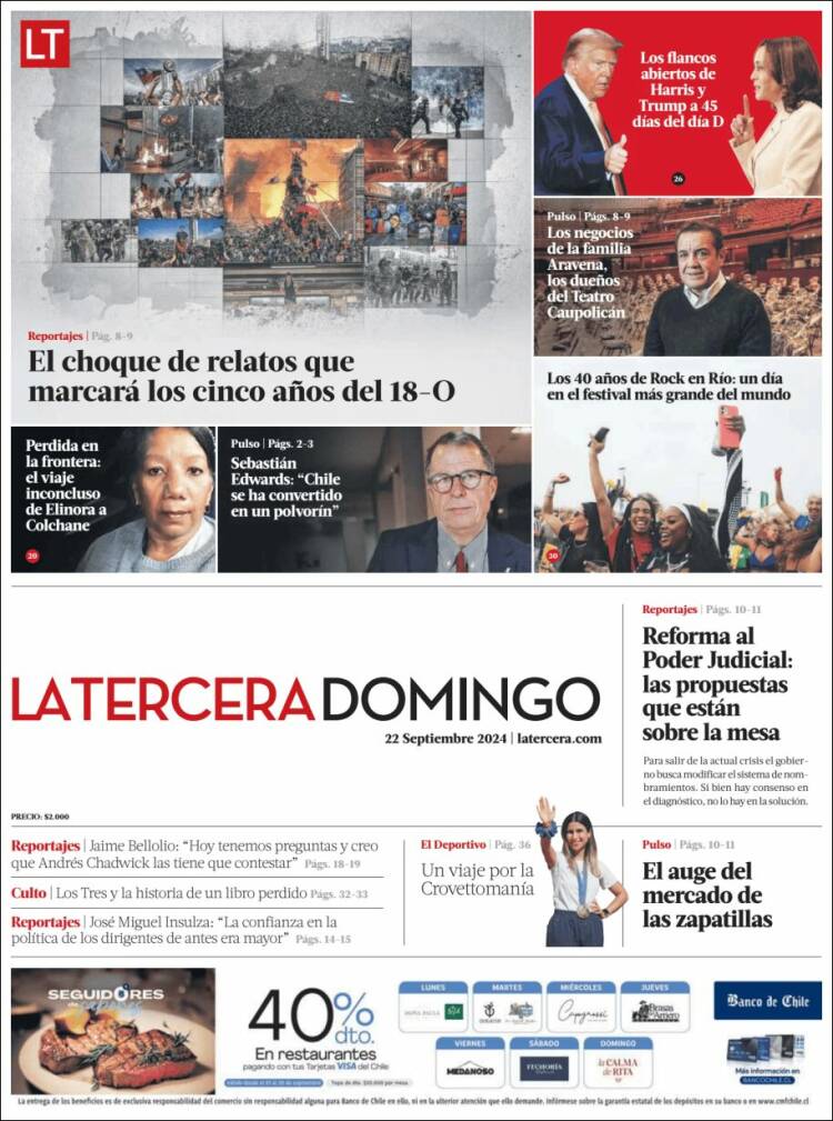 Portada de La Tercera (Chile)