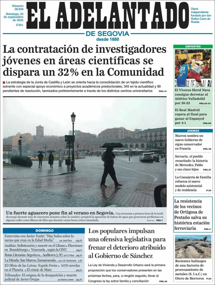 Portada de El Adelantado de Segovia (España)