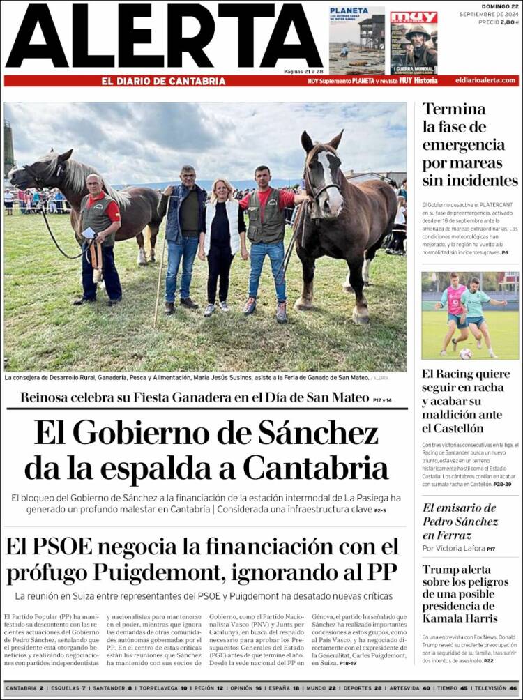 Portada de Alerta - El Diario de Cantabria (España)