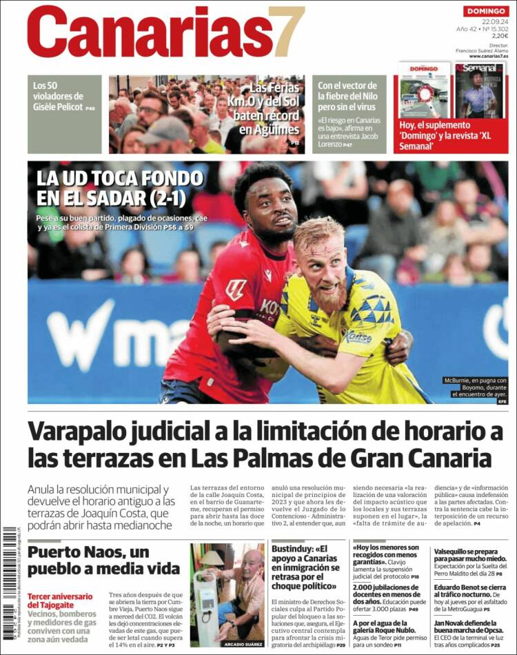 Portada de Canarias 7 (España)