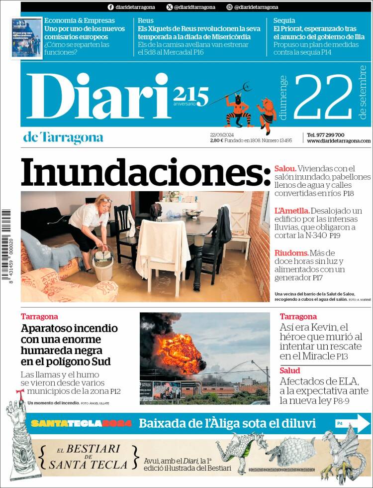 Portada de Diari de Tarragona (España)