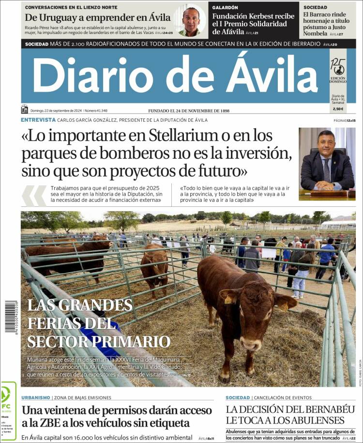 Portada de Diario de Ávila (España)