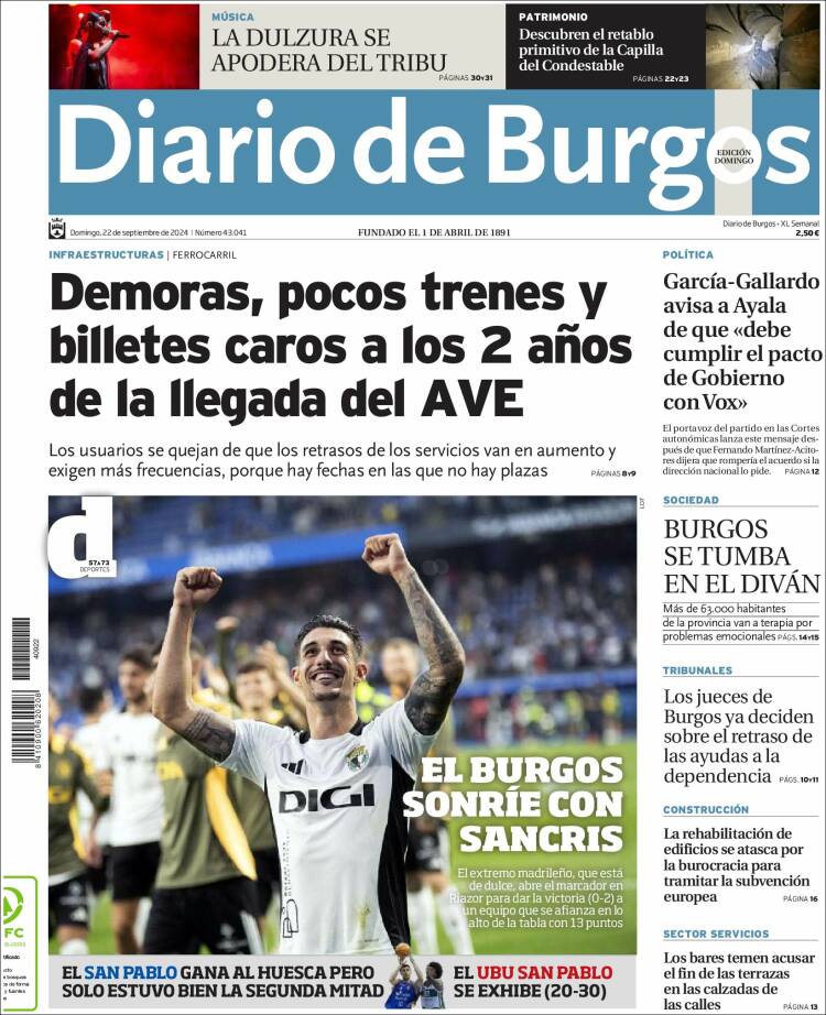 Portada de Diario de Burgos (España)