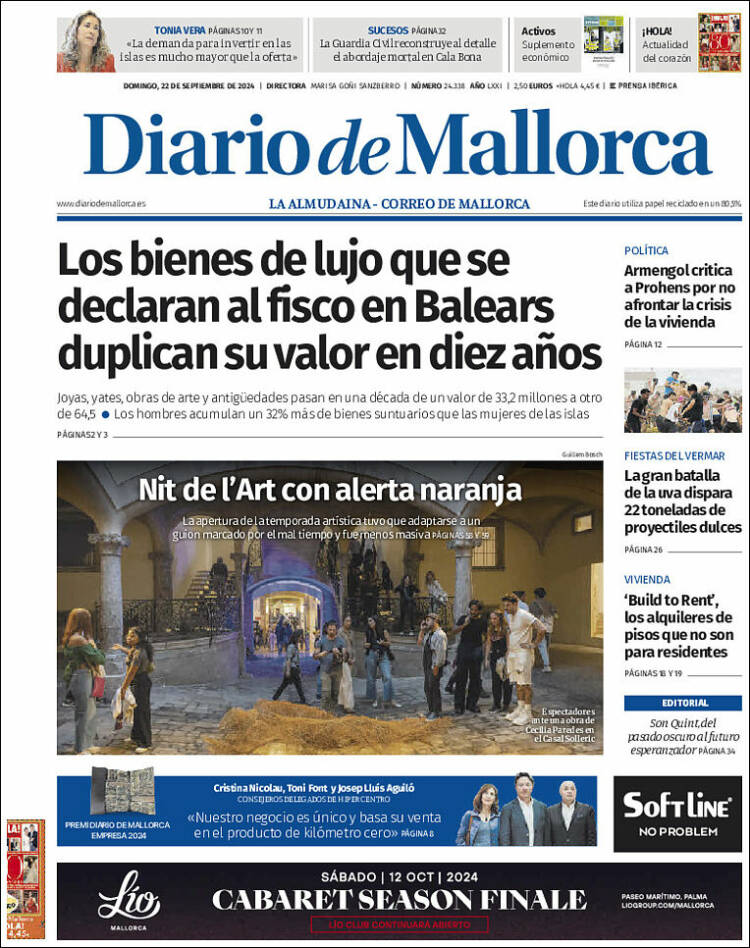 Portada de Diario de Mallorca (España)