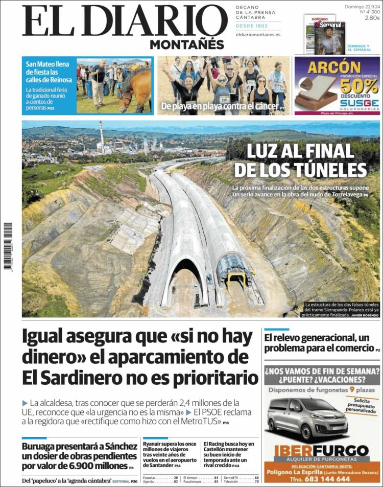 Portada de El Diario Montañés (España)