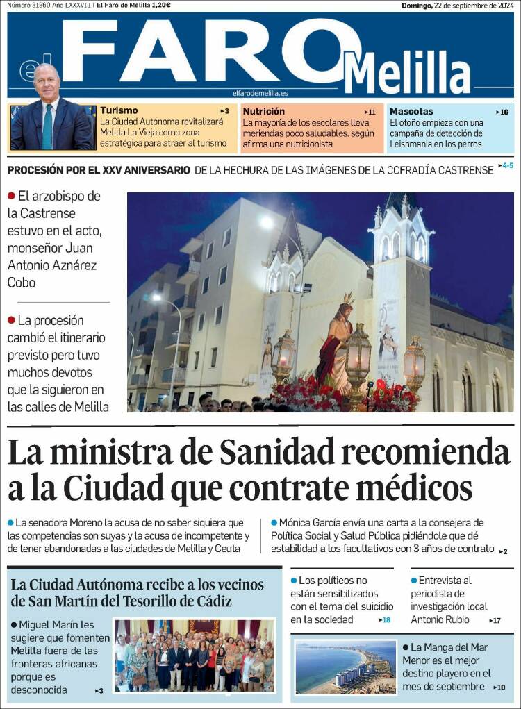 Portada de El Faro de Melilla (España)