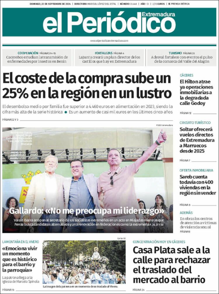 Portada de El Periódico de Extremadura (España)