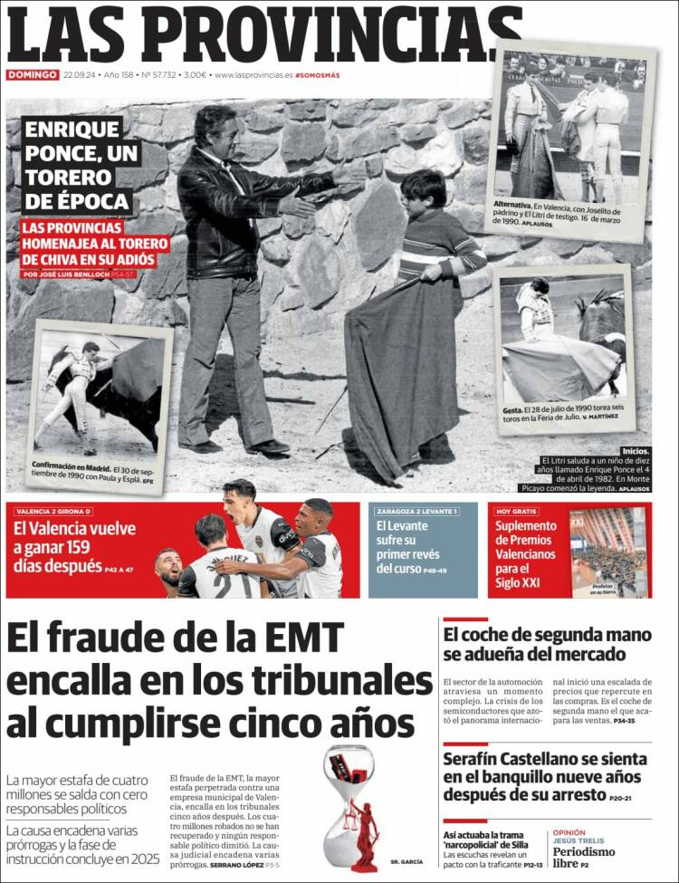 Portada de Las Provincias (España)