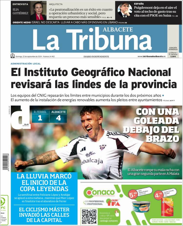 Portada de La Tribuna de Albacete (España)