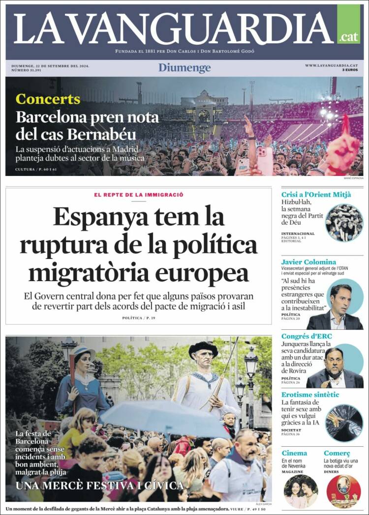 Portada de La Vanguardia (España)