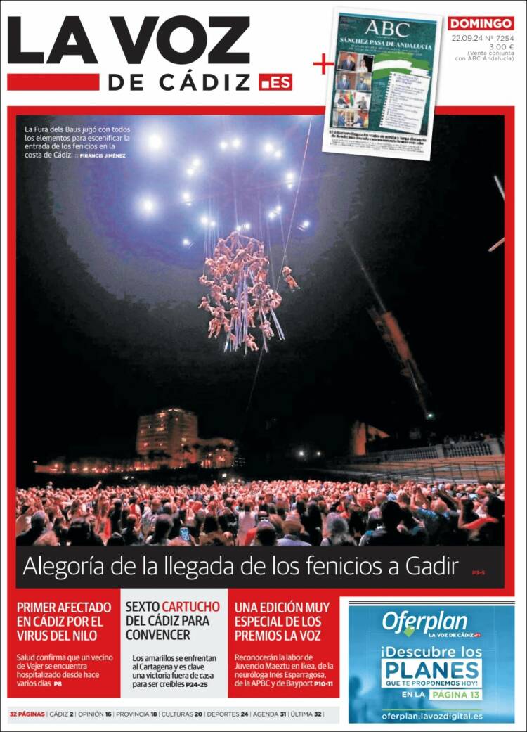 Portada de La Voz de Cádiz (España)