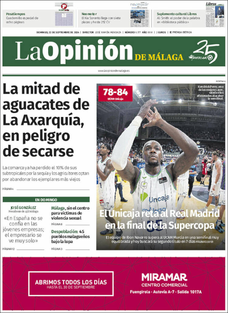 Portada de La Opinión de Málaga (España)