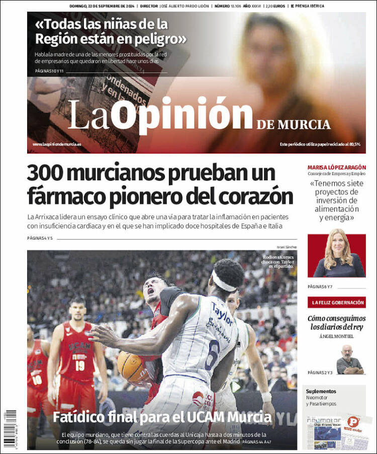 Portada de La Opinión de Murcia (España)