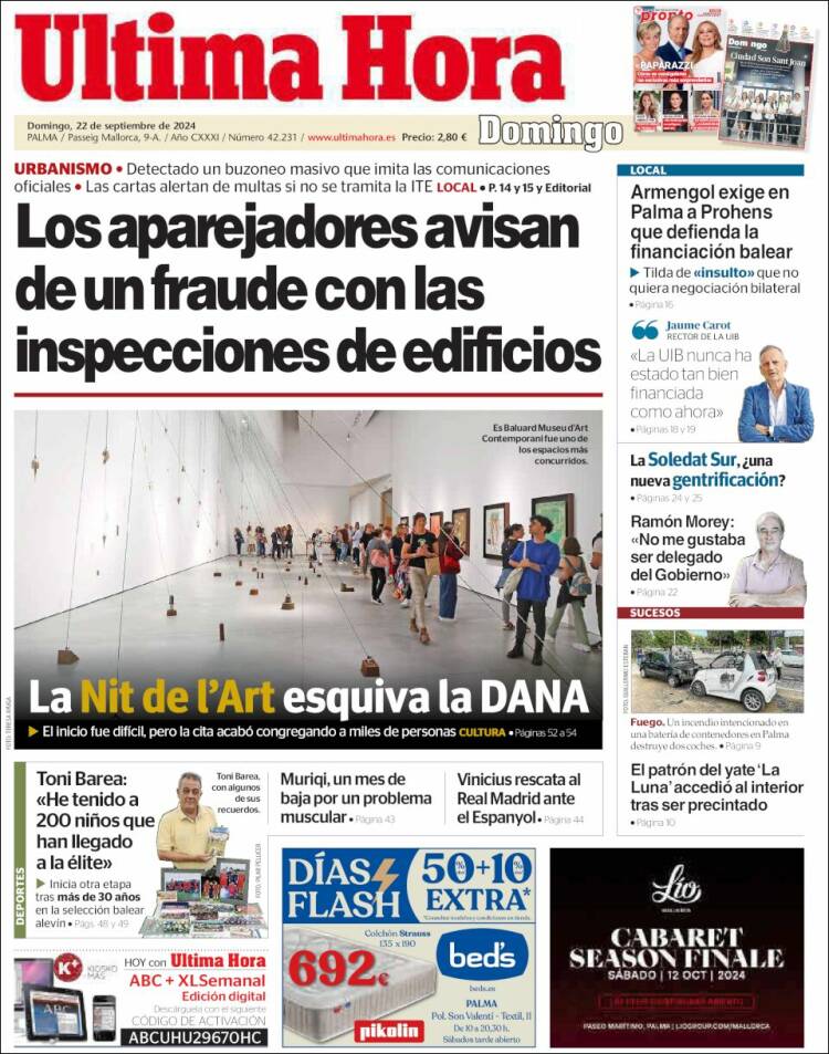 Portada de Última Hora (España)