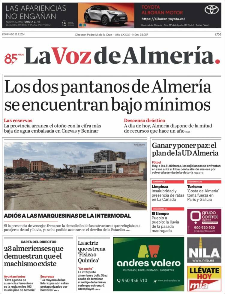 Portada de La Voz de Almería (España)