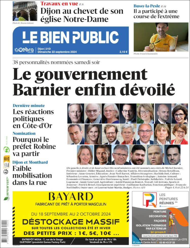 Portada de Le Bien Public (Francia)