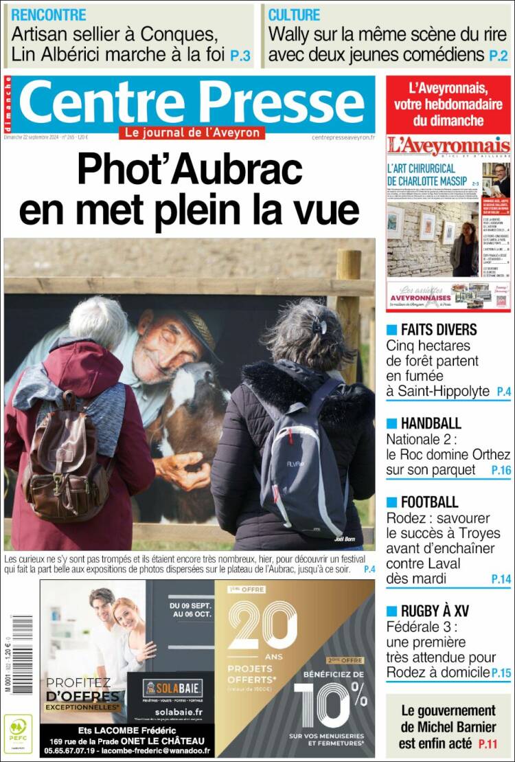 Portada de Centre Presse (Francia)