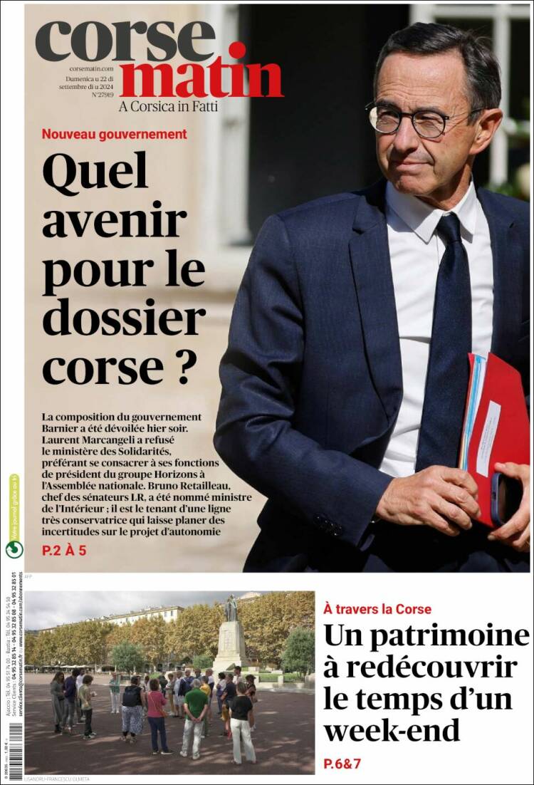 Portada de Corse-Matin (Francia)