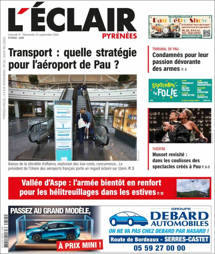 Portada de L'Eclair des Pyrénées (Francia)