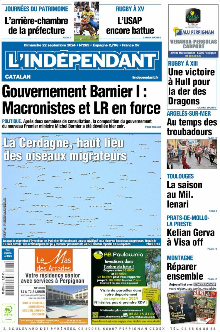Portada de Le Indépendant (Francia)