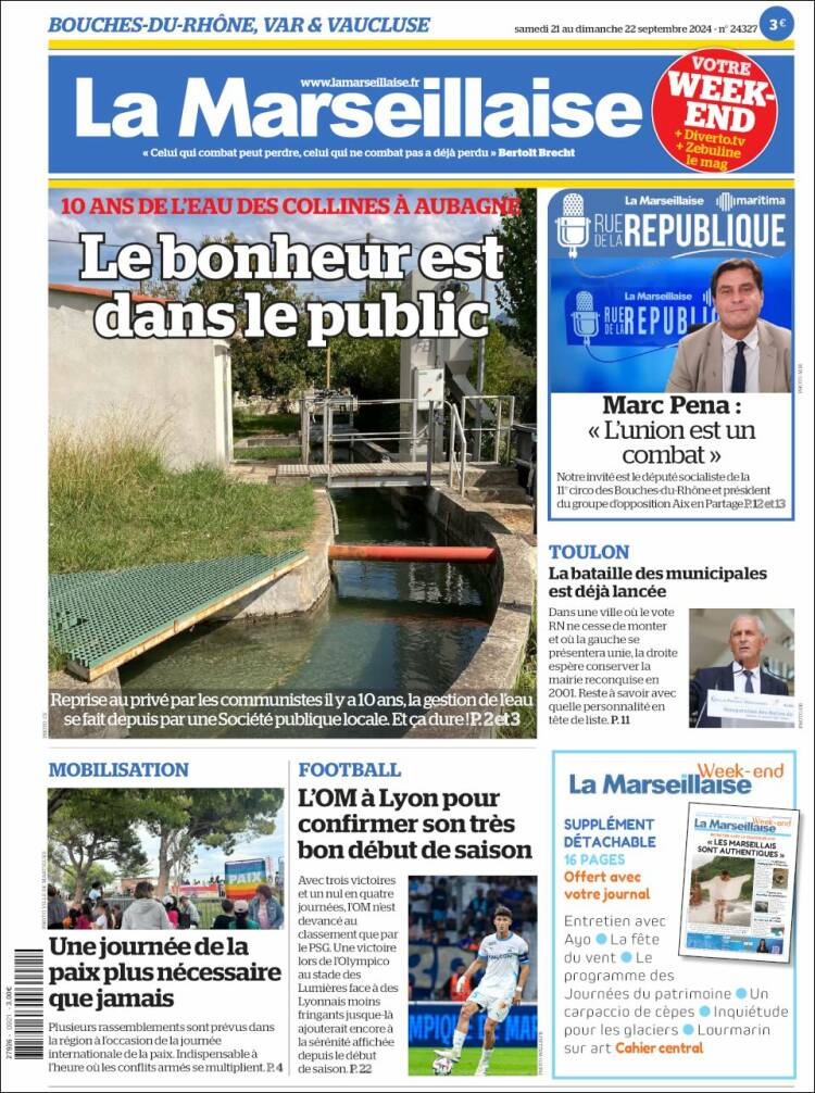 Portada de La Marseillaise (Francia)