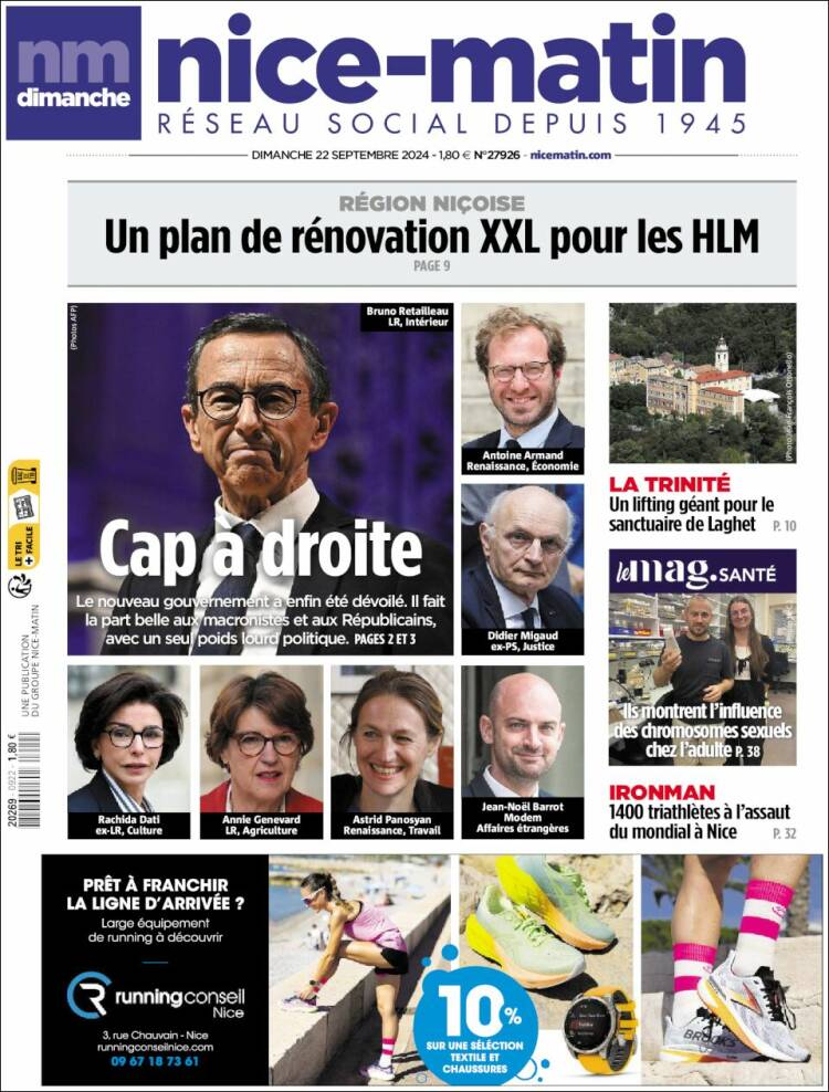 Portada de Nice-Matin (Francia)