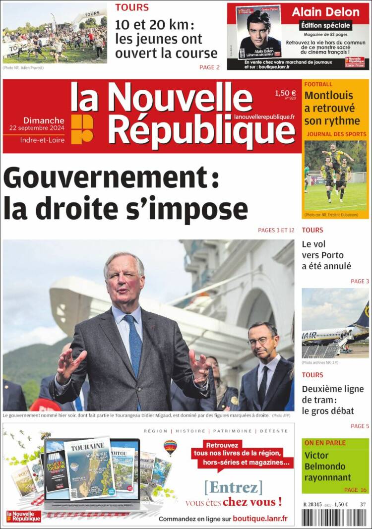 Portada de La Nouvelle Republique (Francia)