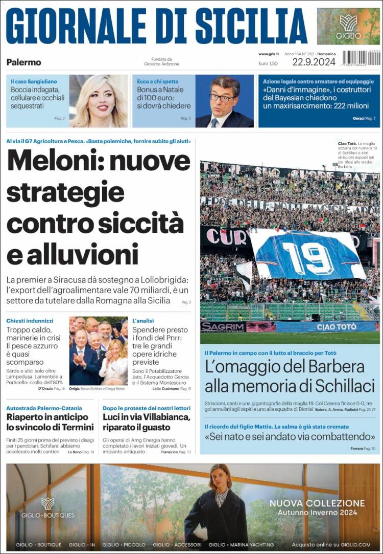 Portada de Giornale di Sicilia (Italia)