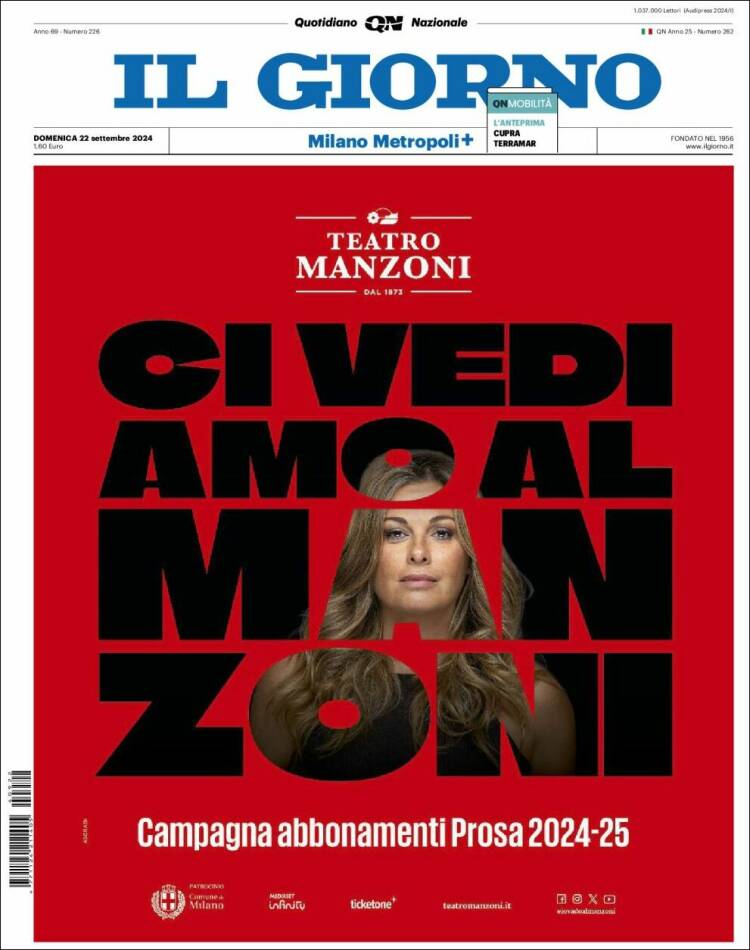 Portada de Il Giorno (Italia)